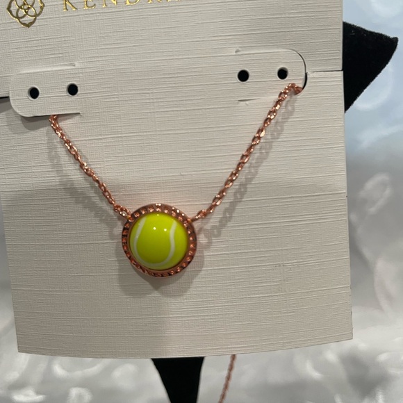 Kendra Scott Elegant Rose Gold and Lime Green Tennis Ball Necklace New - Picture 2 of 5